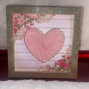 Elegant Pink and Gold Heart Wall Decor